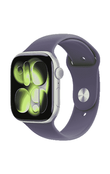 Apple Watch 11 GPS+Cell 46mm Alum. Silver + Purple Fog Sport Band