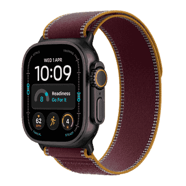 Apple Watch Ultra 4 GPS + Cellular, Titanium Case - 49mm Titan Black + Burgundy Trail Loop - S/M